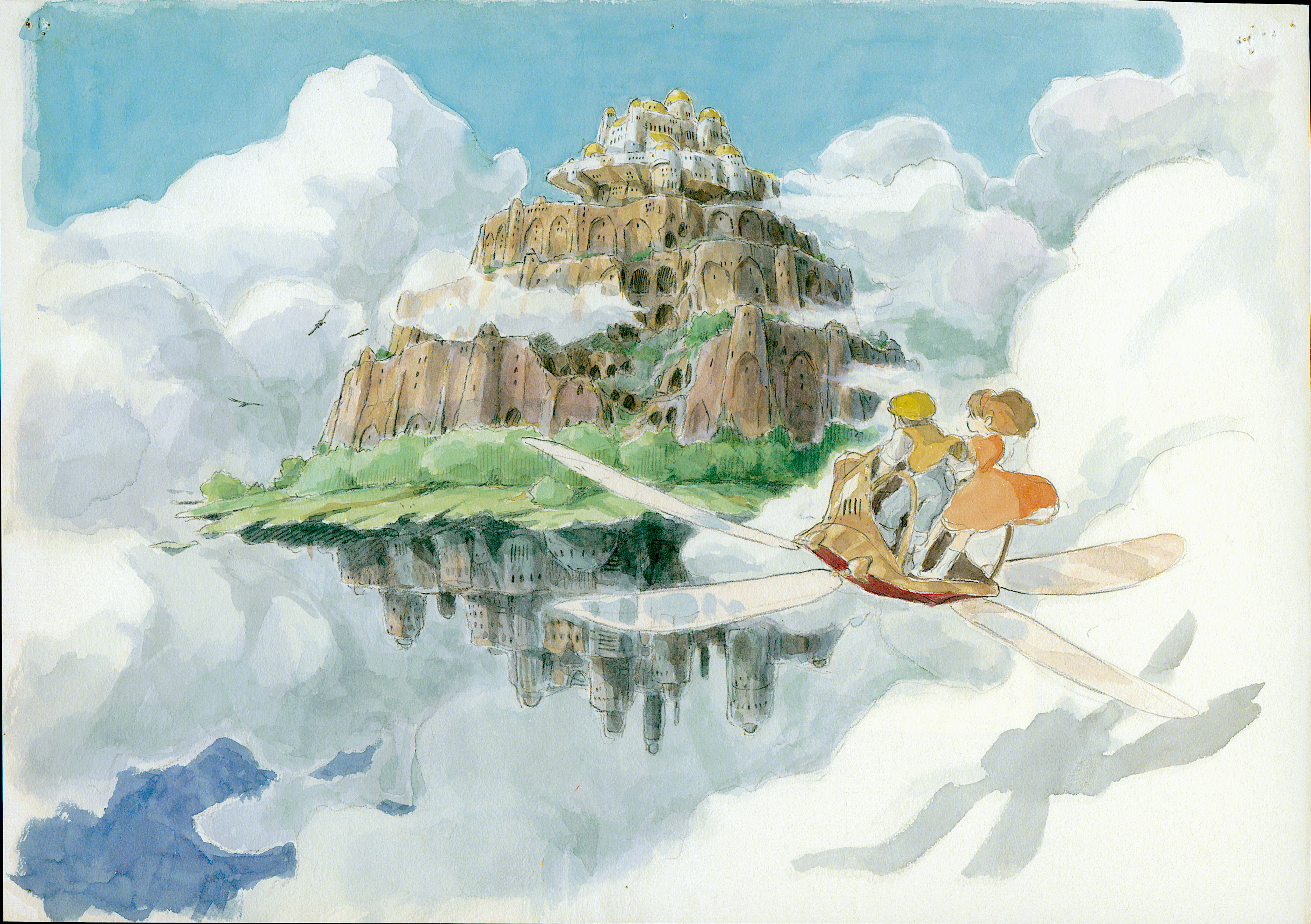 水彩画タッチの天空の城ラピュタ
